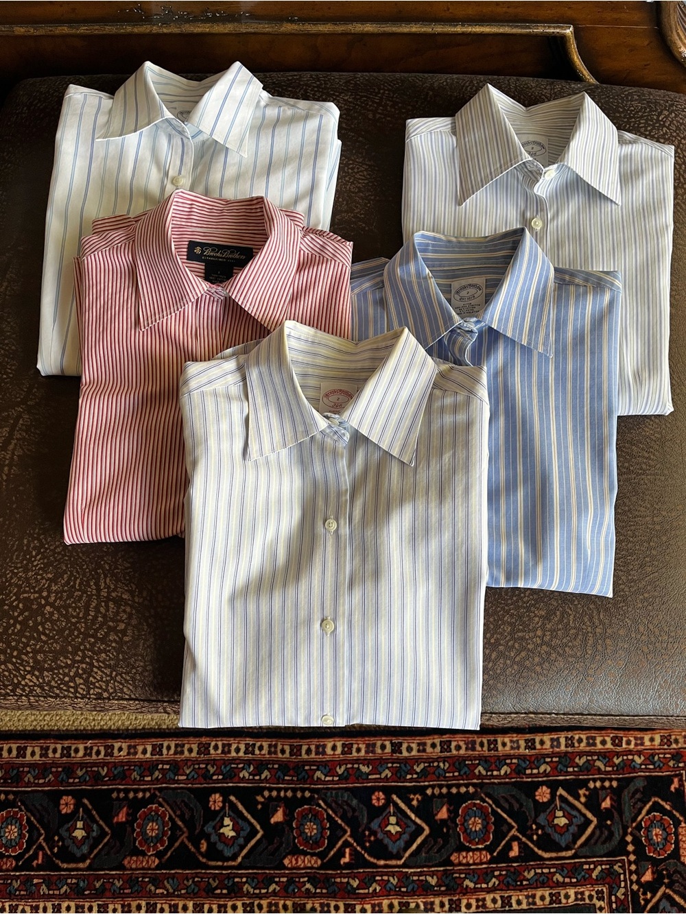Brooks Brothers Striped Button-Down Shirts (5) - Blue, Red, White - EUC